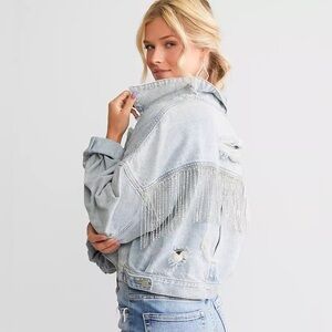 Rhinestone Fringe Denim Jacket